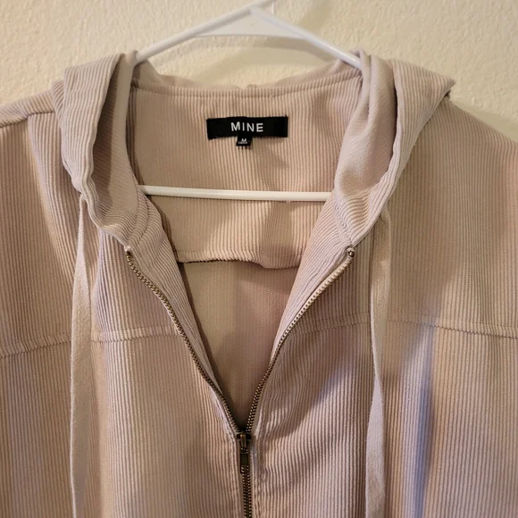 Mine Beige Bomber Jacket with Hood - Picture 2 of 5